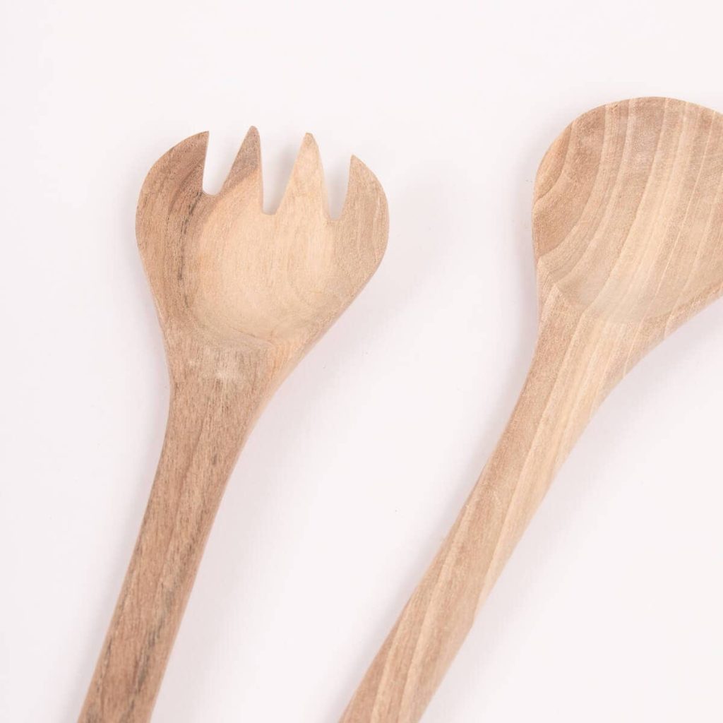 Walnut wood salad servers The Natural Living Shop
